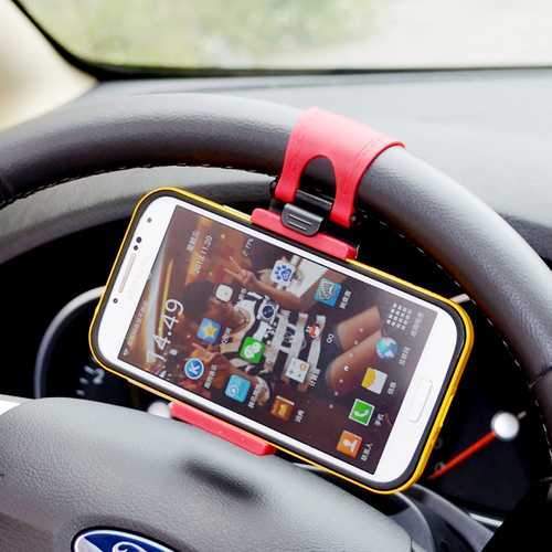 Universal Mobile Phone Stand Holder Mount Clip Buckle Socket on Car Steel Ring Wheel for iPhone 6 Plus