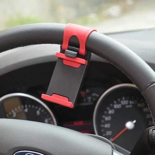 Universal Mobile Phone Stand Holder Mount Clip Buckle Socket on Car Steel Ring Wheel for iPhone 6 Plus