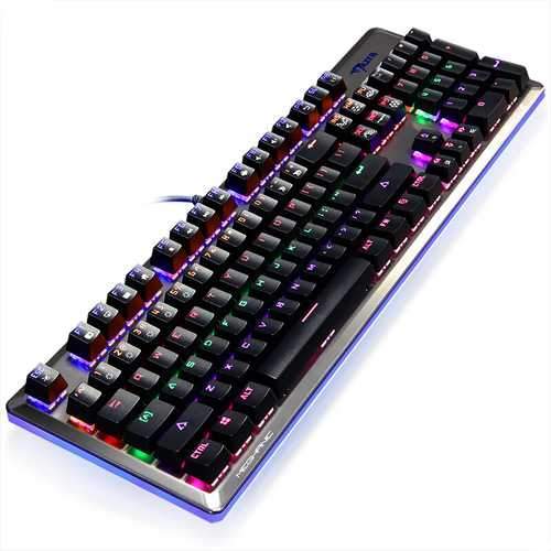 E Blue K727 104 Keys NKRO USB Wired Mixed Backlit Mechanical Gaming Keyboard Blue Black Switch