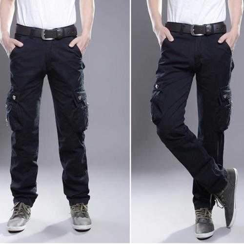 Mens Outdoors Tactical Army Military Solid Color Cargo Pants Casual Multi Pocket Cotton Trousers