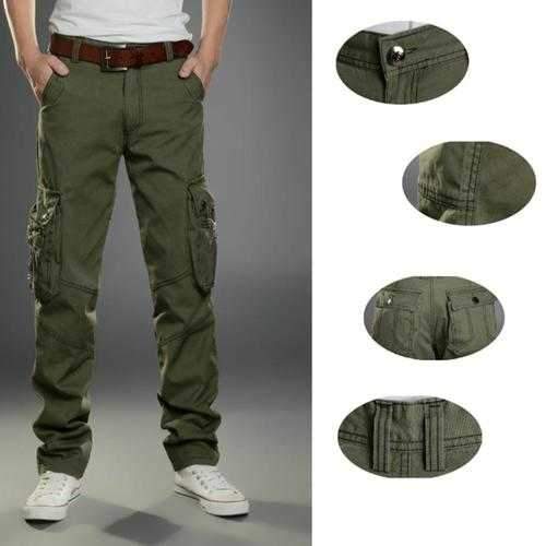 Mens Outdoors Tactical Army Military Solid Color Cargo Pants Casual Multi Pocket Cotton Trousers