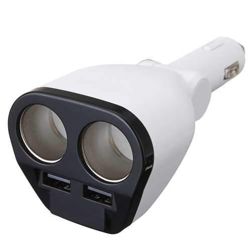 12V 2.4A Cigarette Lighter Dual USB 2 Way Car Socket Power Charger Adapter for Cell Phone