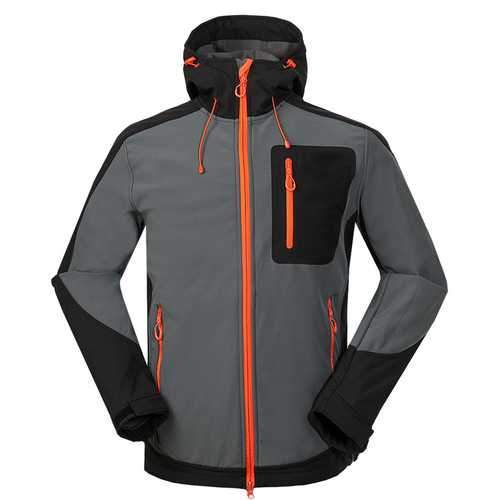 Mens Outdoor Soft Shell Jacket Coat Waterproof Windproof Hooded Detachable Camping Hiking Leisure