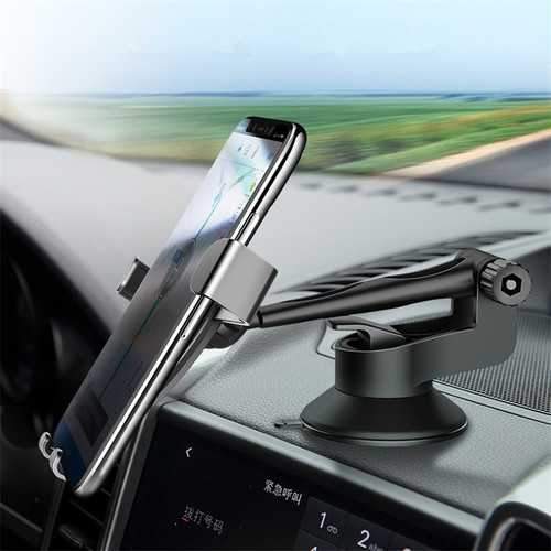 ROCK Metal Gravity Auto Lock Car Holder 360 Degree Rotation Adjustable Sucker Phone Mount Bracket