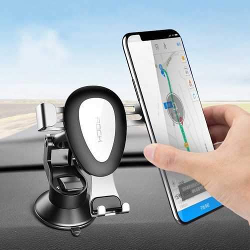 ROCK Metal Gravity Auto Lock Car Holder 360 Degree Rotation Adjustable Sucker Phone Mount Bracket