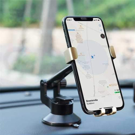 ROCK Metal Gravity Auto Lock Car Holder 360 Degree Rotation Adjustable Sucker Phone Mount Bracket