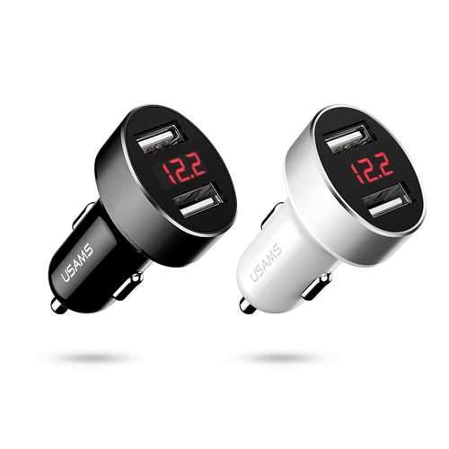 USAMS US-CC045 C1 Dual USB Digital Display 2.1A Car Charger Adapter for iPhone X 8 Plus S8 Note 8 S9