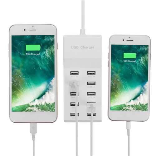 Universal AC 100-240V 10 Port USB Charging Station For Smartphone Tablet