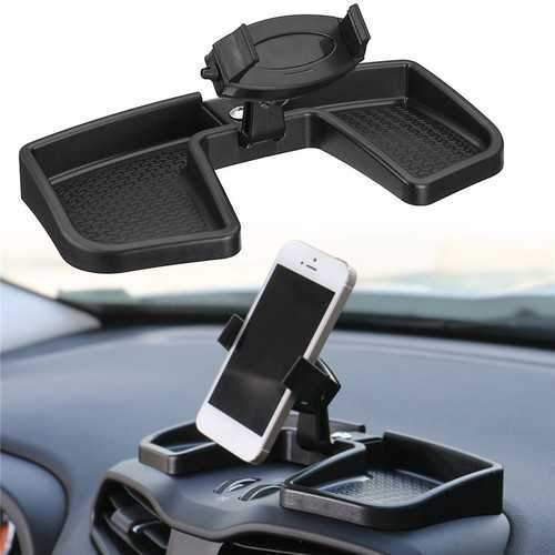 Universal 360 Degree Rotation Dashboard Phone Holder Stand with Storage Box for Mobile Phone