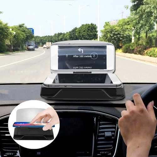 Universal Qi Wireless Charge HD Navigation Head Up Display Car Mount Dashboard Holder for Cell Phone