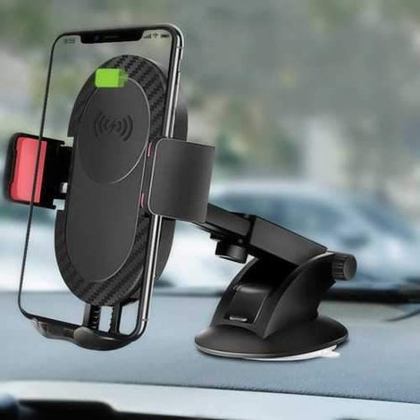 5W Qi Wireless Charging Suction Cup Long Arm Stretchable Car Mount Holder for iPhone Cell Phone