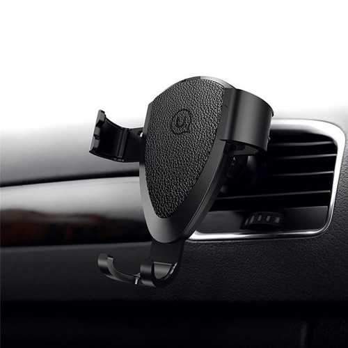 USAMS Aroma Gravity Auto Lock PU Leather Car Mount Air Vent Holder Stand for iPhone Mobile Phone