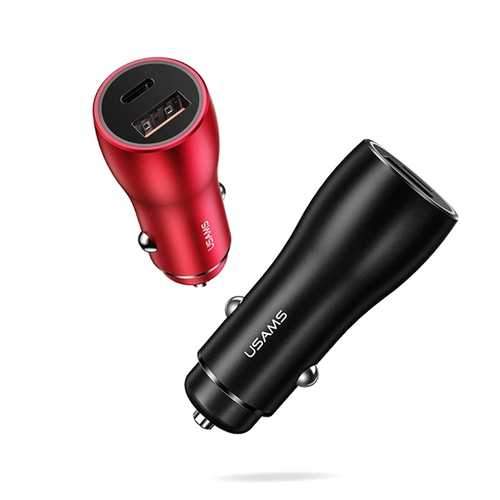 USAMS C6 5.4A PD QC3.0 Type C Fast Car Charger With LED Light For iPhone X S9 Xiaomi Mi8 Oneplus 6