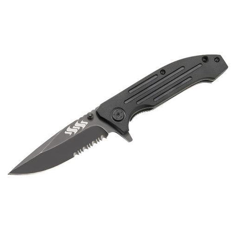 Kuuma 45" Serrated Edge Spring Assisted Folding Knife - Stainless Steel