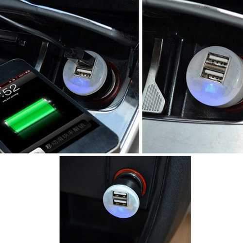 Mini Blue LED Light Bullet Dual USB 2-Port Car Charger Adaptor For Tablet