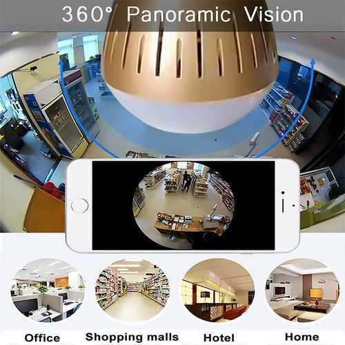 Panoramic Wifi IP Camera Light Bulb - Gold