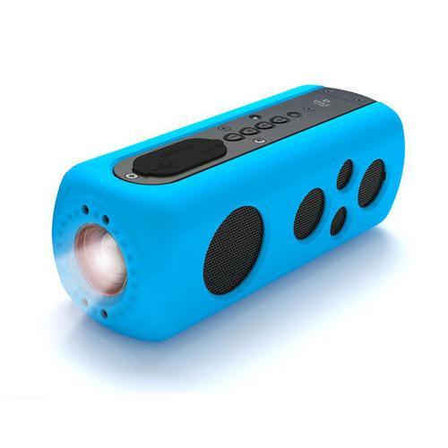 SoundBox Splash 2 Bluetooth Rugged and Splash-Proof Speaker System with Built-in LED Flashlight, Hand Crank Turbine Charger and AUX Input (Blue Color)