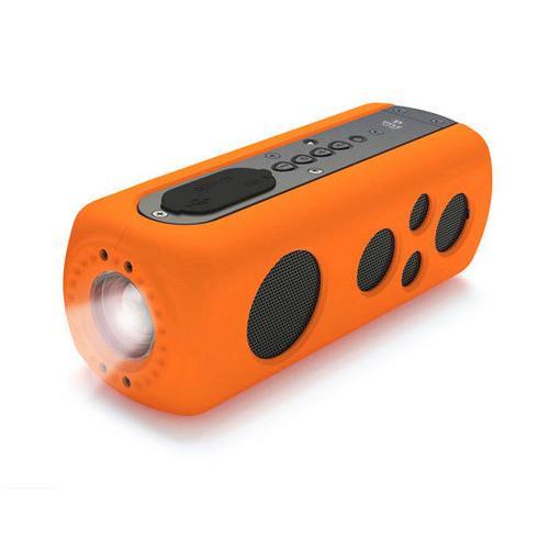 SoundBox Splash 2 Bluetooth Rugged and Splash-Proof Speaker System with Built-in LED Flashlight, Hand Crank Turbine Charger and AUX Input (Orange Color)