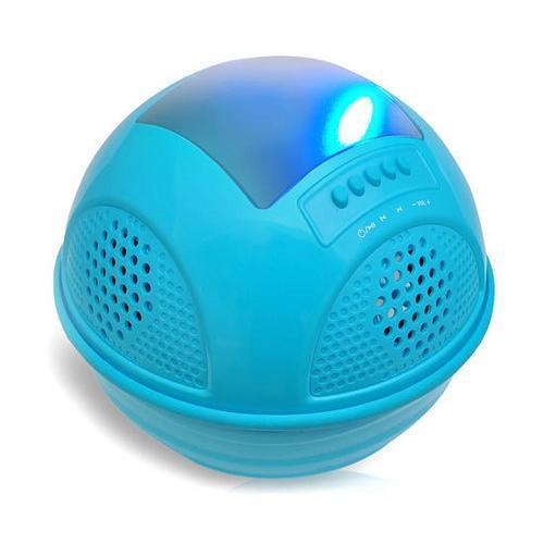 Aqua SunBlast Floating Bluetooth Waterproof Pool Speaker System with Built-in Solar Panel Rechargeable Battery, (4) Built-in Speakers, FM Radio, Micro SD Memory Card Reader (Blue Color)