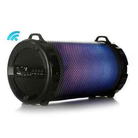 Portable Bluetooth Stereo - Boombox Radio System, Built-in Rechargeable Battery, Flashing DJ Lights, MP3/USB/Micro SD/FM Radio