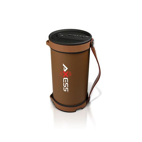 Axess Brown Portable Bluetooth IndoorOutdoor 2.1 HiFi Cylinder Loud Speaker with BuiltIn 4 Inch Sub