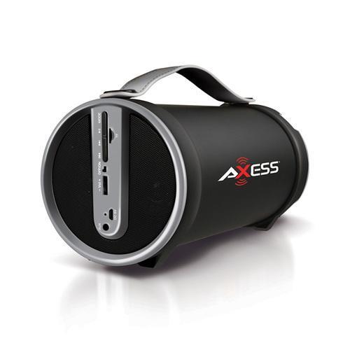 Axess Grey Portable Bluetooth IndoorOutdoor 2.1 HiFi Cylinder Loud Speaker with BuiltIn 4 Inch Sub