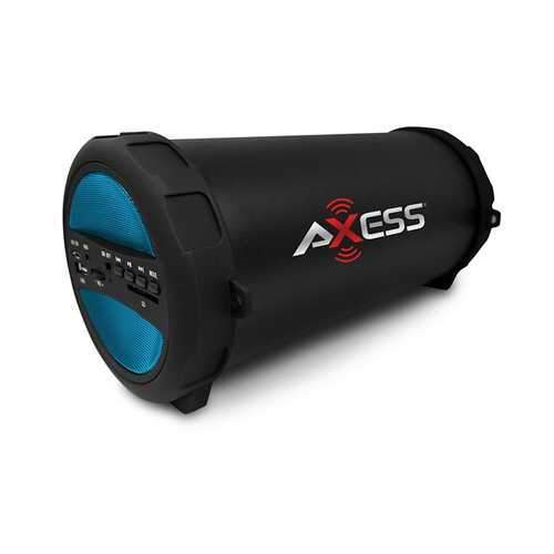 Axess Portable Thunder Sonic Bluetooth Cylinder Loud Speaker BuiltIn FM Radio SD Card USB AUX Blue