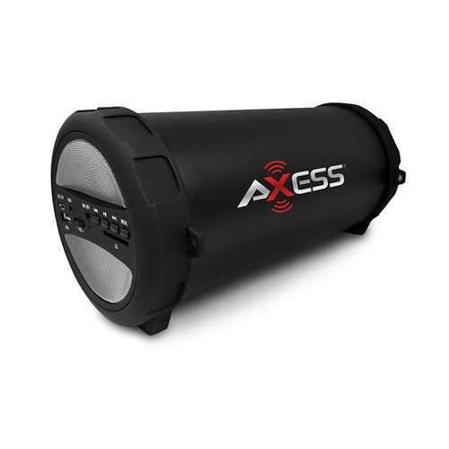 Axess Portable Thunder Sonic Bluetooth Cyl Loud Speaker BuiltIn FM Radio SD Card USB AUX Silver